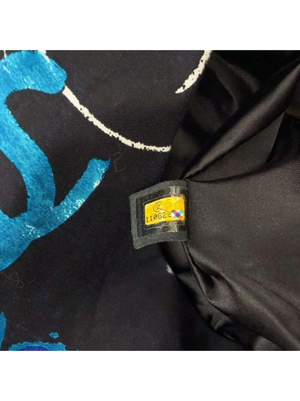Chanel CC Logo Graffiti Shoulder Bag Canvas Black Blue Multicolor Silver Seal